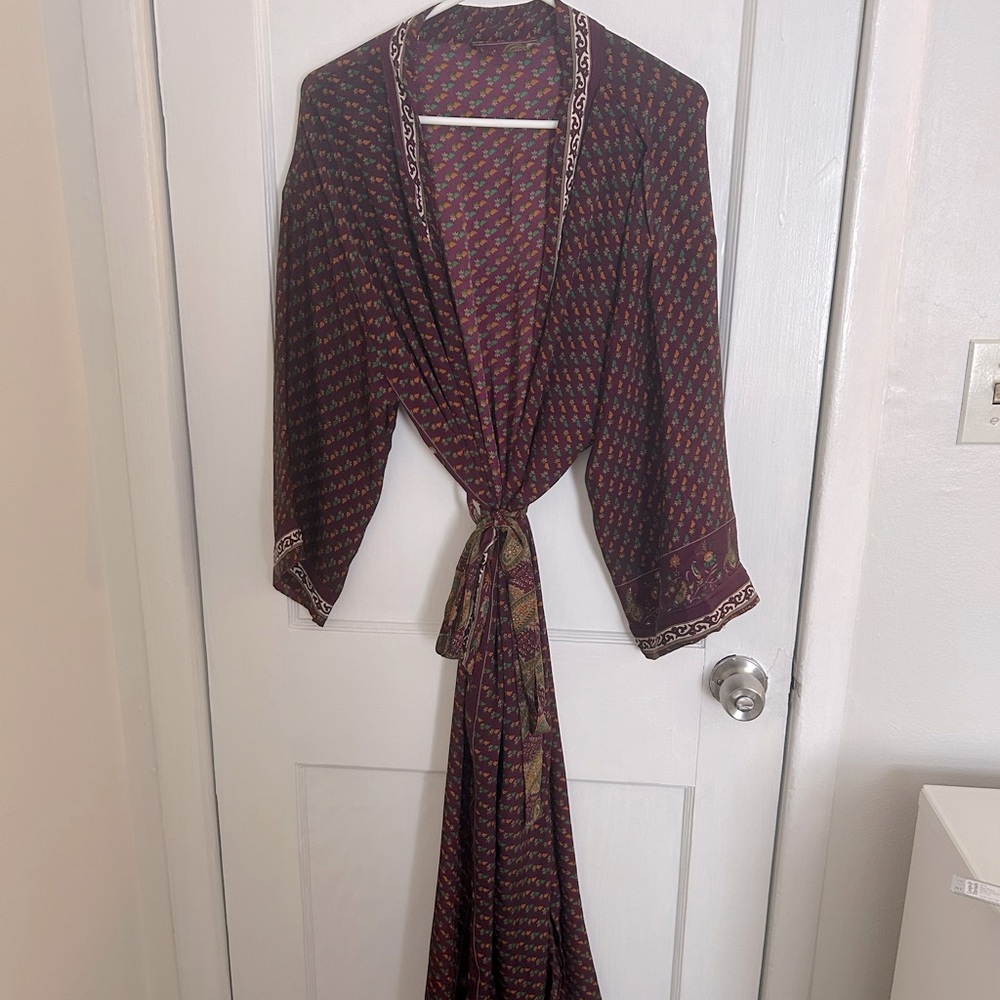 100% Silk Bohemian Robe Recycled Sari Silk
